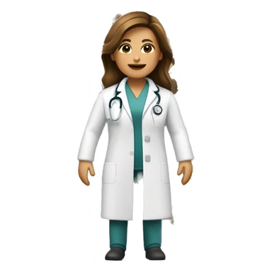 doctora de piel blanca con pelo castaño oscuro ondulado y largo sticker