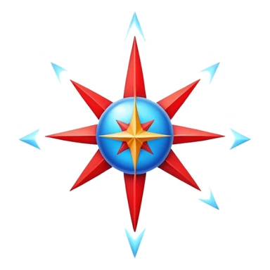 Blue morning star with red core, space navigation symbol sticker