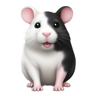 Pink nose head black back white butt and feet black hamster sticker
