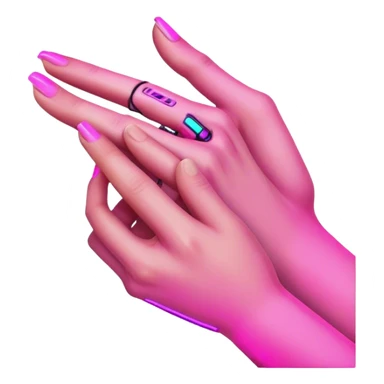Neon cyberpunk style 
male hand holding female sticker