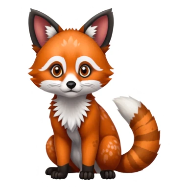 Black-eared Realistic patterned speckled flurry scaly 4-legged quadrupedal Red-Panda-Caracal-Munchkin-Kitten-Lemur-Raccoon-Dog-Red-Fox-animal-fusion-hybrid, Full body sticker