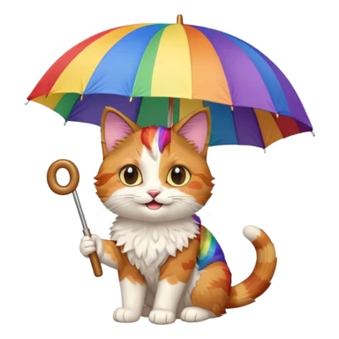 Cat with rainbow umbrella sticker