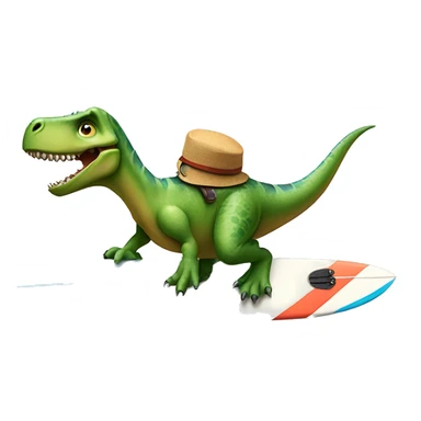 Dinosaur riding a surfboard sticker