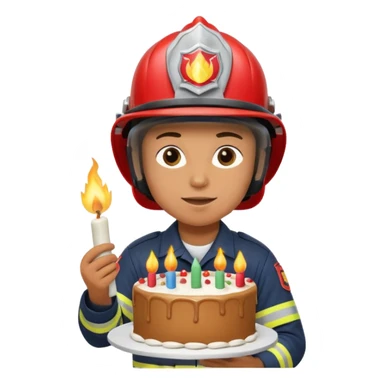 A firefighter extinguishing a party sticker