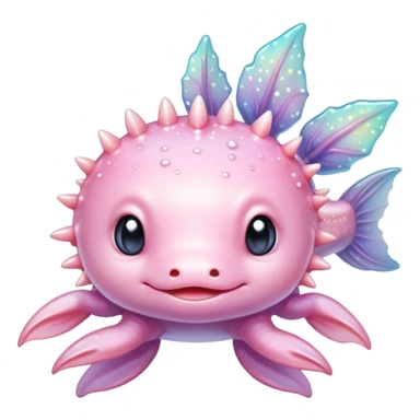 Sparkly glossy Pastel iridescent cute baby  axolotl sticker