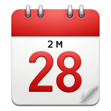 calendar with red top and number 28 sticker