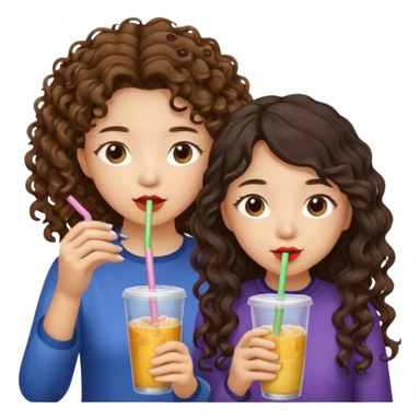 Two girls drinking they’re both Asian but one has curly brown hair and the other has long dark hair sticker