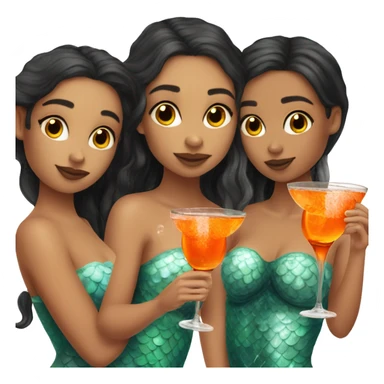 Three beautiful mermaids (light skin) drinking aperol sticker