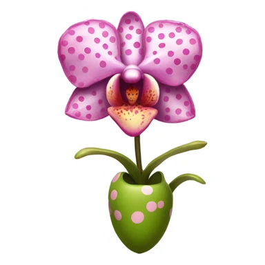 Sparking pink heart orchid flower with polka dots sticker