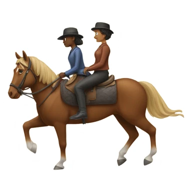 Two people riding one horse  sticker
