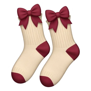 beige socks with two small burgundy bows sticker