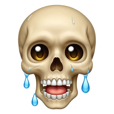 Skull crying loudly and a lot with lots of tears sticker