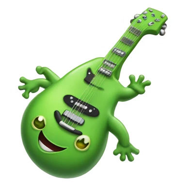 Happy green slug playing electric guitar sticker