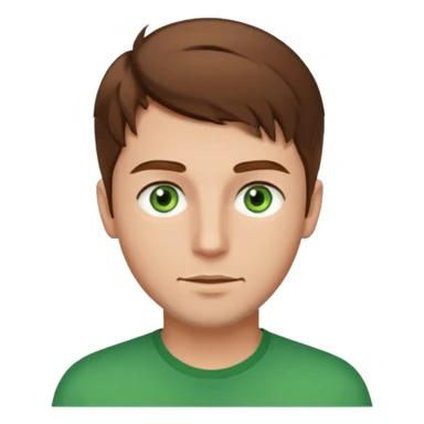 young man with brown hair that goes really high up, green eyes wide open sticker