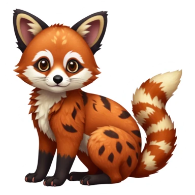 Black-eared Realistic patterned speckled flurry scaly 4-legged quadrupedal Red-Panda-Caracal-Munchkin-Kitten-Lemur-Maned-Wolf-animal-fusion-hybrid, Full body sticker