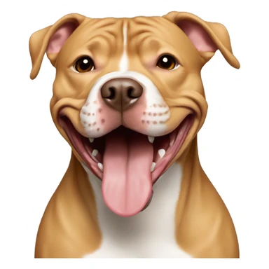 light brown american pitbull terrier, smiling, without white spot sticker