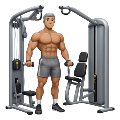 standing fit man cable-machine-exercise sticker