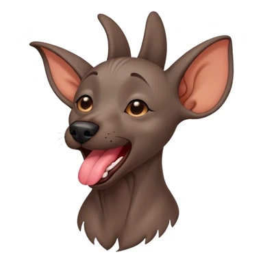 Cinematic Cute Yawning Xoloitzcuintle dog Portrait Emoji, Head tilted slightly with a dramatic, wide-open yawn, showcasing smooth, hairless ebony skin with gently relaxed wrinkles and floppy ears slightly drooping, round dark eyes barely open in drowsy contentment, Simplified yet irresistibly adorable features, highly detailed, glowing with a soft, cozy glow, high shine, relaxed yet expressive, stylized with a touch of whimsy, bright and endearing, soft glowing outline, capturing the essence of a sleepy yet affectionate guardian, so drowsy it feels like it could stretch out of the screen and curl up for a nap! sticker