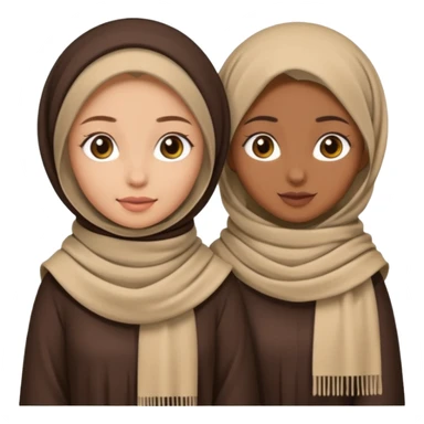 two girl besties wearing abayahs and scarves, one brown skinned and one light skinned sticker
