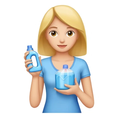 woman holding laundry detergent sticker