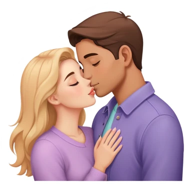 beautiful lush pastel warm-colored romantic kiss couple sticker