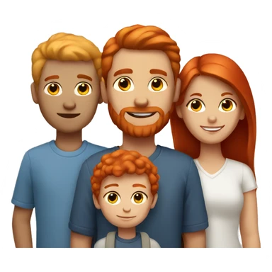 White family of 3 with son red hair sticker
