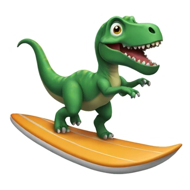 a dinosaur surfing  sticker