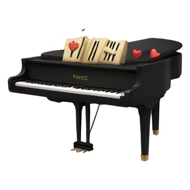 Piano with hearts sticker