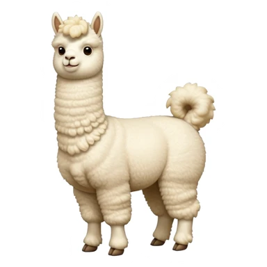 cinematic-[cream alpaca]-realistic-full-body-standing-emoji,-tail-flicking-lazily,-head-tilted-dramatically,-curly-[cream]-fur,-simplified-yet-realistic-focused-features,-highly-detailed,-glowing-with-an-almost-sarcastic-glow sticker