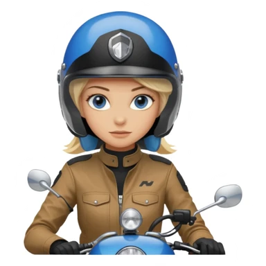 moça loira de olho azul de capacete em uma moto honda 150 preta  sticker