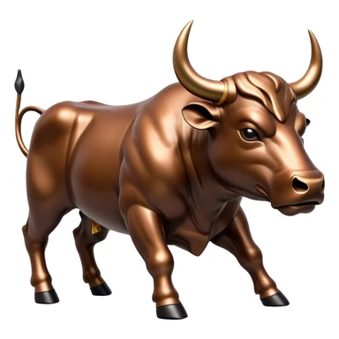 a charging bull (reflecting a bull market)  sticker