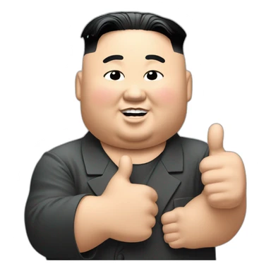 super fat Kim jong un with A Nike LOGO and thumbs up sticker