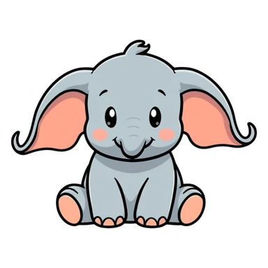 Disney’s dumbo sitting down with one ear folded over sticker