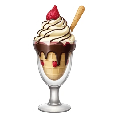 ice cream with fruits and chocolate sauce sticker