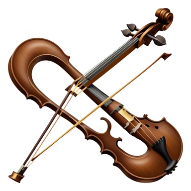 Create a refined and elegant emoji representing a bow crafted by Antonio Stradivari. The design should feature a beautifully detailed bow with intricate woodwork and fine metal fittings, emphasizing its craftsmanship. Include subtle elements like a hint of violin or viola strings to reflect its use. Use classic colors like dark wood brown, gold accents, and silver to convey the luxury and artistry of the bow. The background should be transparent. sticker