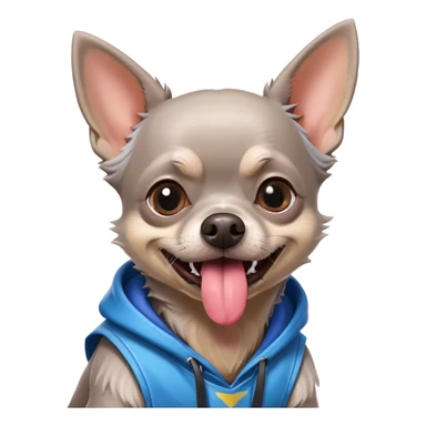Grey old Chihuahua ￼ with tongue sticking out and a Fortnite shirt on sticker