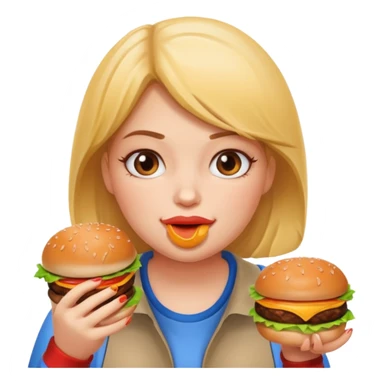 a heavy set girl eating a burger  sticker