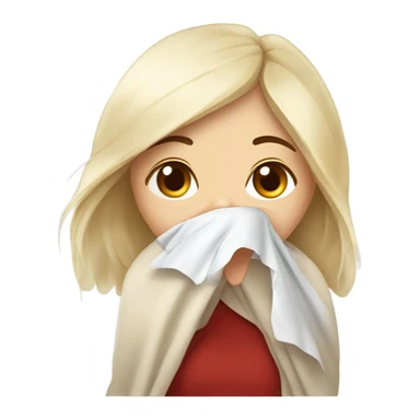 White blonde girl suffering from a bad cold ￼ sticker