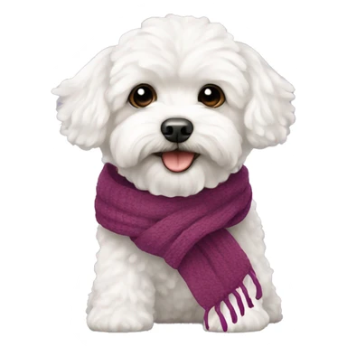 White maltipoo with scarf sticker