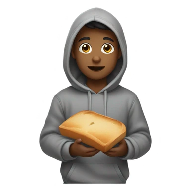 hooded boy gray bread  sticker