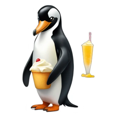 Pinguin avec une glace saveur vanille sticker
