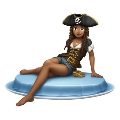 Pirate girl lying on top of platter sticker