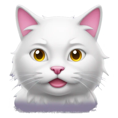 a tired cartoon neon-white cat (with one tooth coming out of the mouth) looking to the side sticker