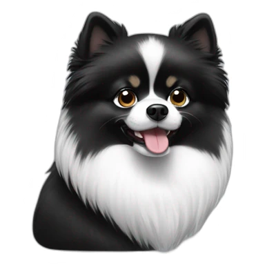 Black and white Pomeranian dog sticker