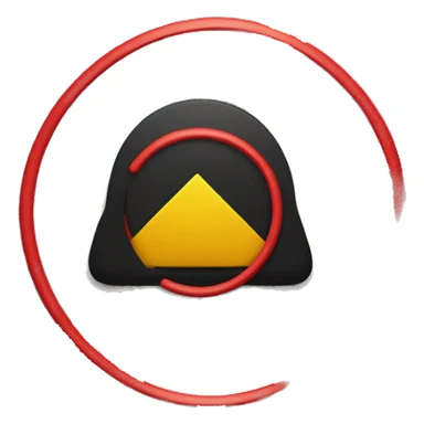 a black and red rectangle with a medium-sized yellow circle in the middle sticker