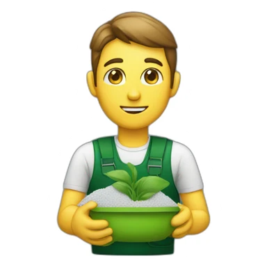 Agronomist holding fertilizer sticker