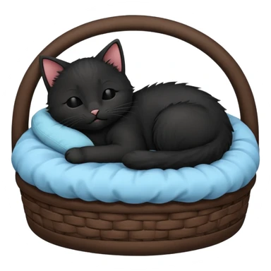 Black kitten sleeping in a bed sticker