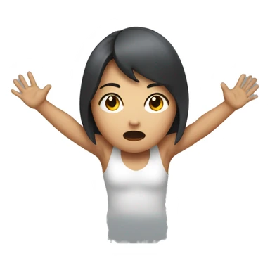 scared asian girl with her arms up sticker