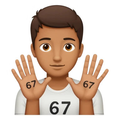 Guy saying 67 and 67 is on his hands sticker