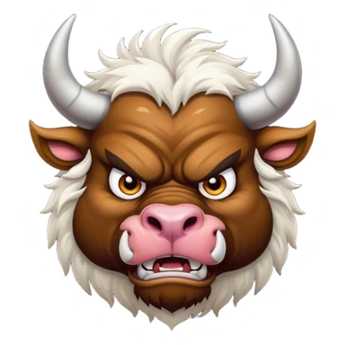 Generate a crazy bull, with a crazy face. Only face without body. sticker